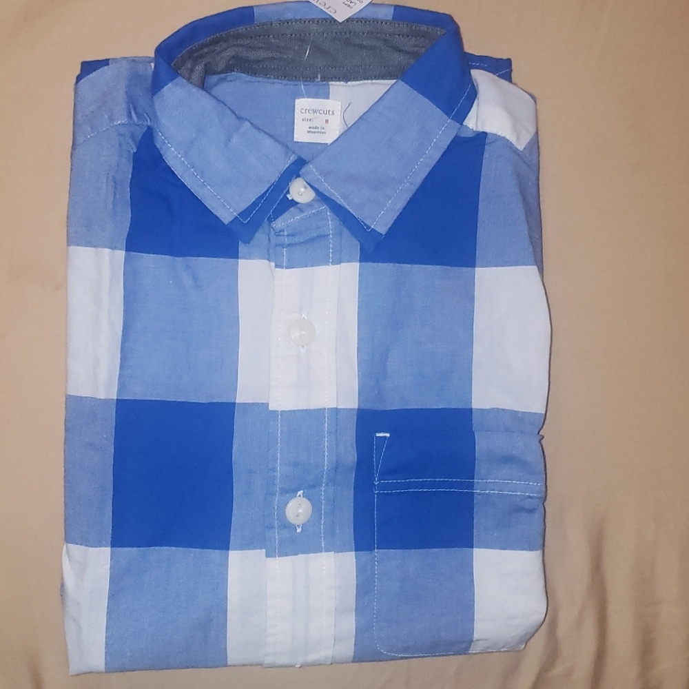 J Crew Crewcuts Long Sleeve Checkered Shirt, Sz 8